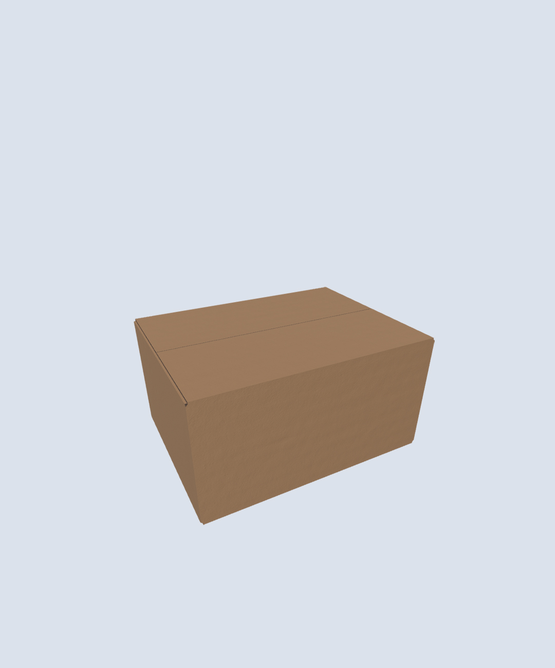 3D Visualisierung eines geschlossenen Kartons FEFCO 0201 bei pratopac